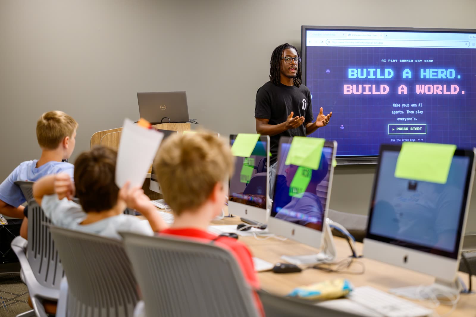 Joshua Mason opening the AI Play summer camp at Queens University of Charlotte